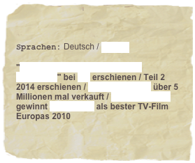 
Sprachen: Deutsch / English

"Lucas & Skotti - Knalltüten im Anmarsch" bei cbj erschienen / Teil 2 2014 erschienen / Gregs Tagebuch über 5 Millionen mal verkauft / Waffenstillstand gewinnt Prix Europa als bester TV-Film Europas 2010